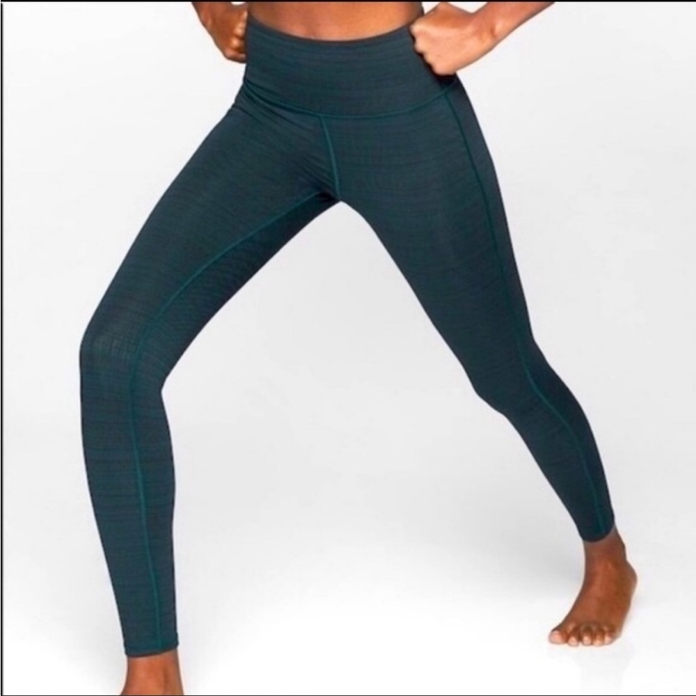 Athleta Teal Jacquard High Rise Chaturanga 7/8 Tight - Small